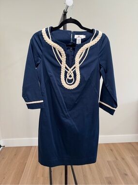 Like New Vineyard Vines Nautical Rope Applique Shift Tunic Dress Navy